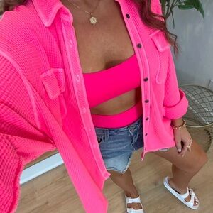 Aerie lumberjane waffle knit top